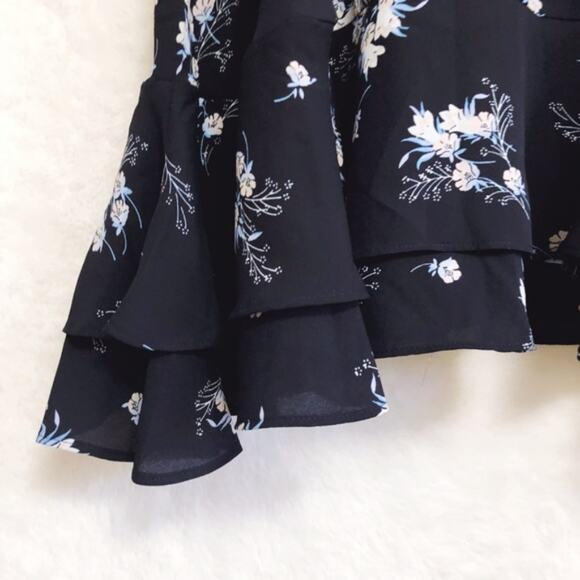 LOFT Blue & White Wildflower Flounce Skirt - Picture 7 of 8